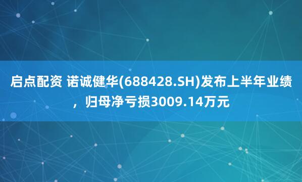 启点配资 诺诚健华(688428.SH)发布上半年业绩，归母净亏损3009.14万元